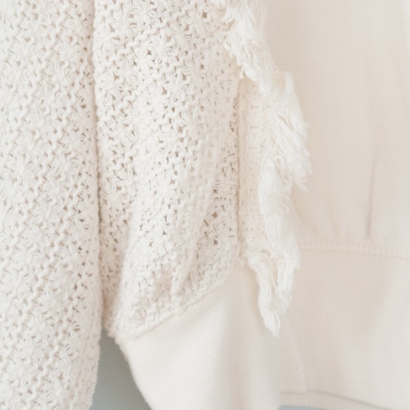 Free People S Ivory Crochet Dolman Sleeve Sweater - Picture 9 of 11